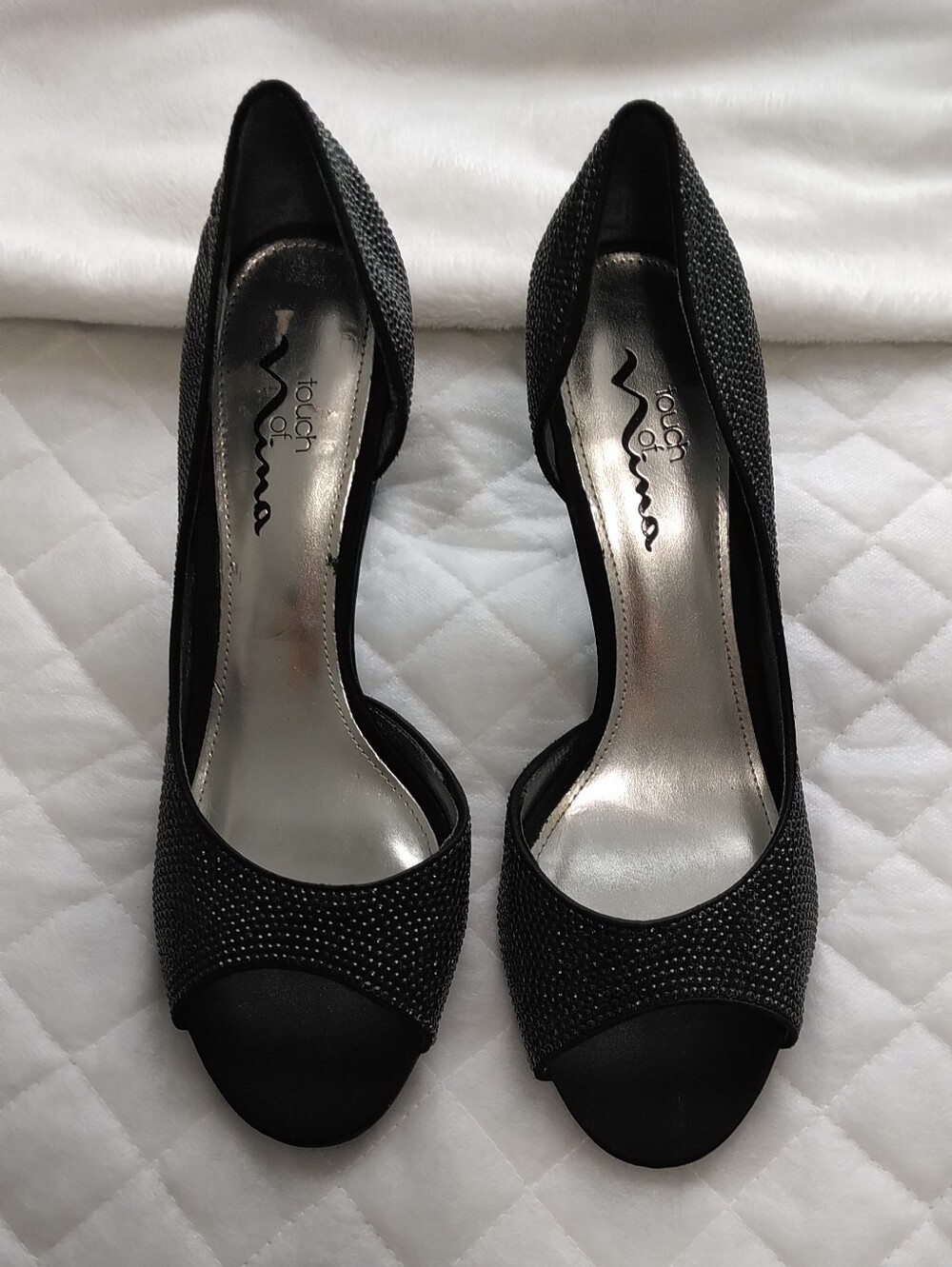 Touch of Nina Black Open-Toe Evening Heels